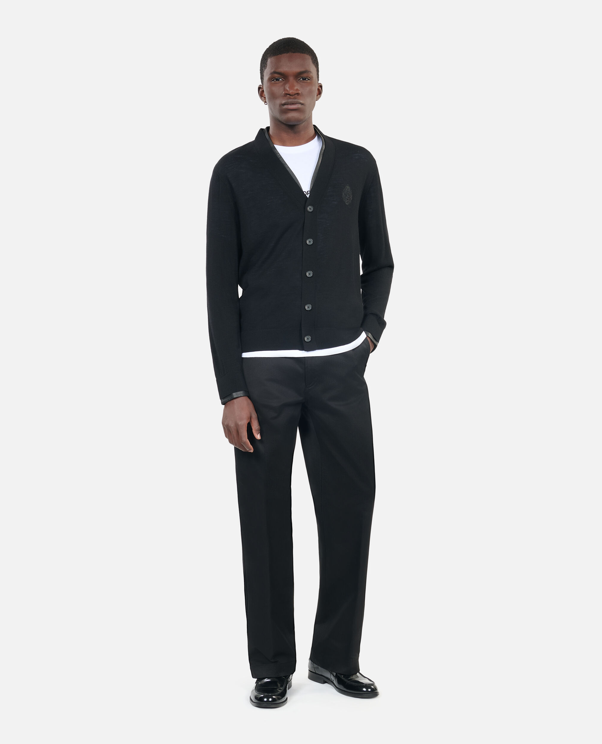 Black merino wool cardigan online
