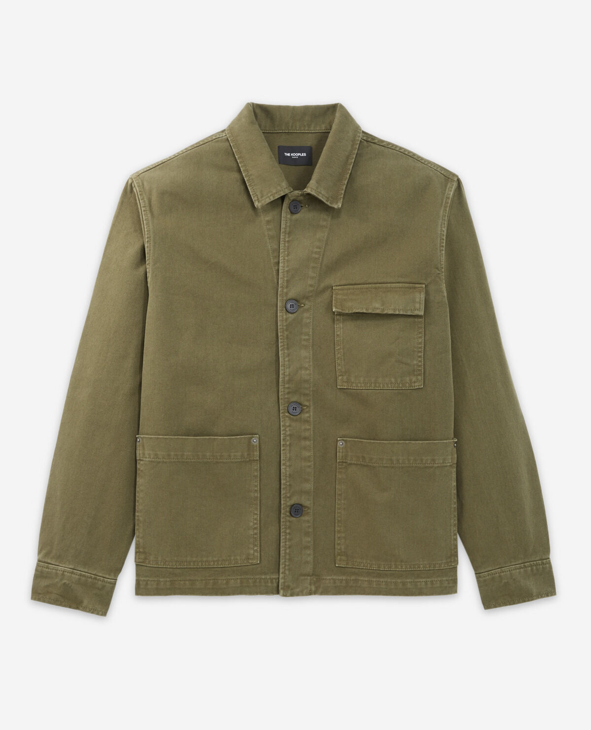 Khaki cotton jacket with patch pockets
