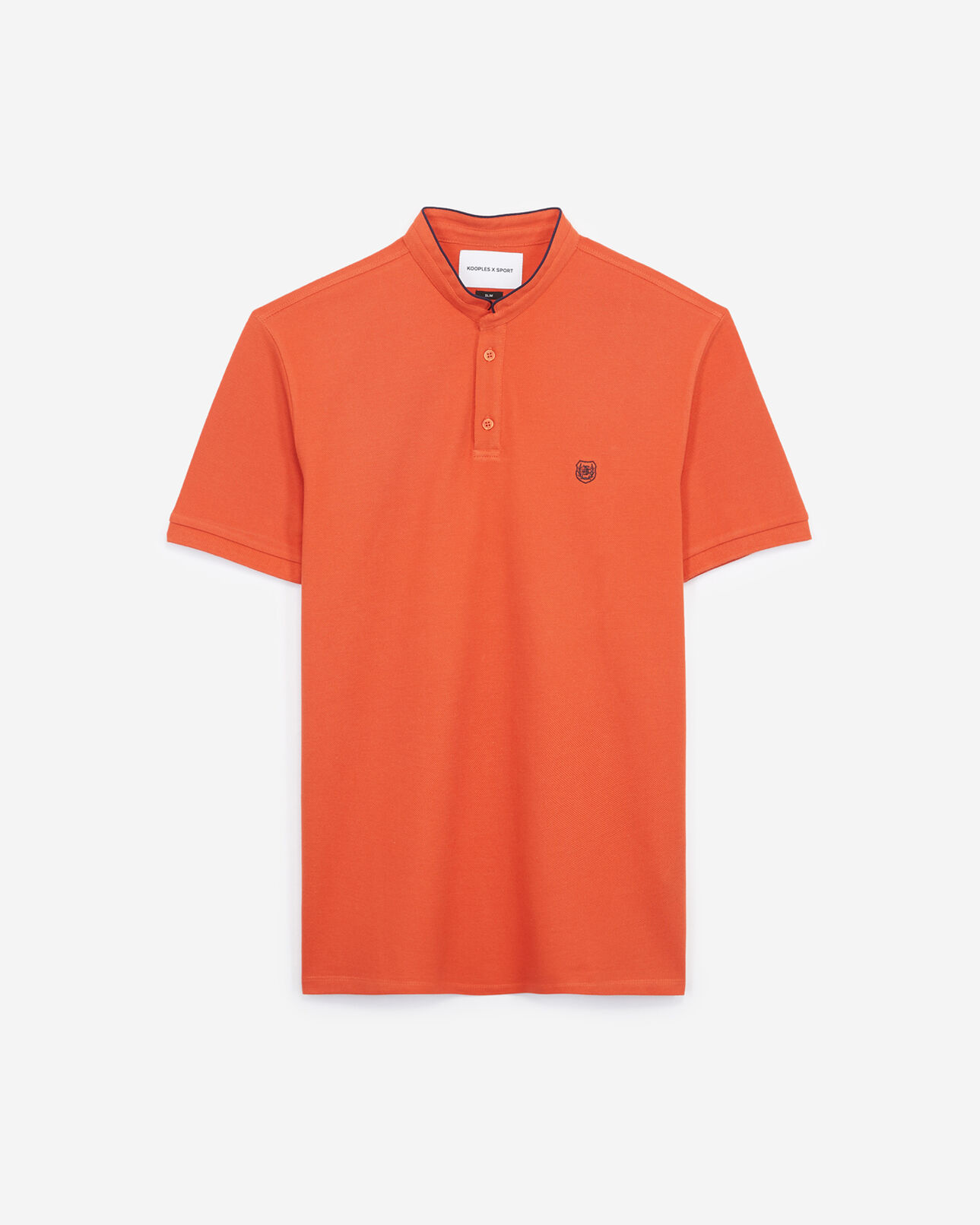 The Kooples MEN OLD ORANGE / NEW NAVY orange insignia slim fit polo with buttons