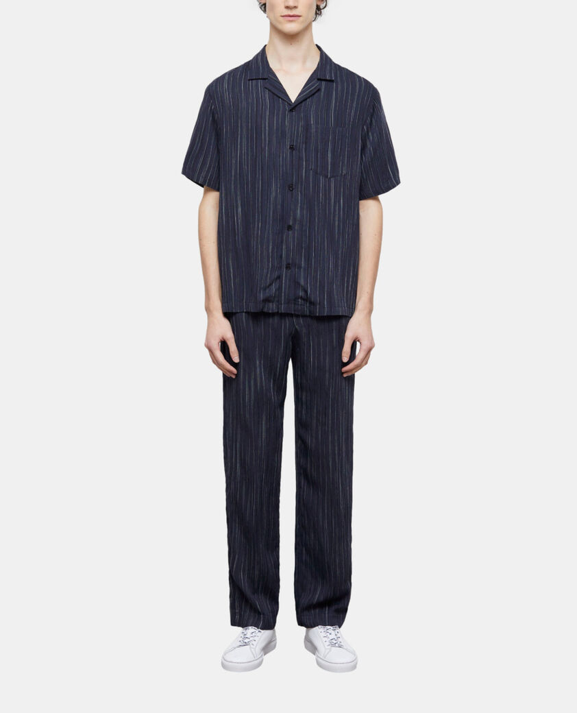 The Kooples H DARK NAVY-ECRU navy blue striped shirt