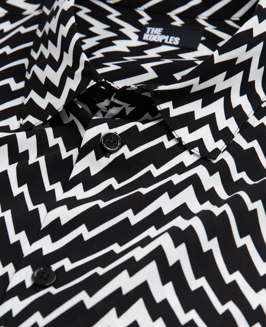 The Kooples HERREN BLACK WHITE hemd mit klassischem kragen und print