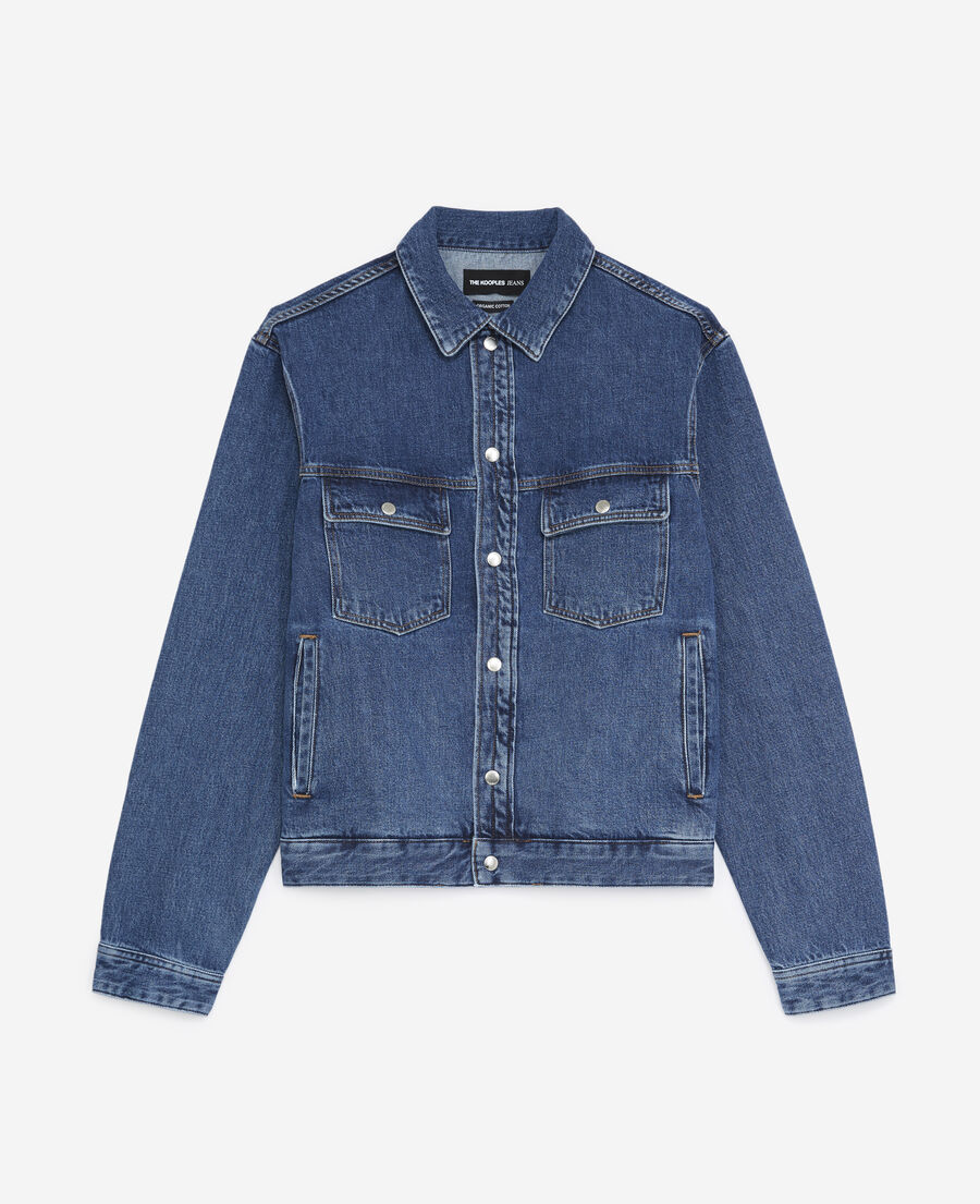 The Kooples HERREN BLEU INDIGO jeansjacke blau mit druckknöpfen