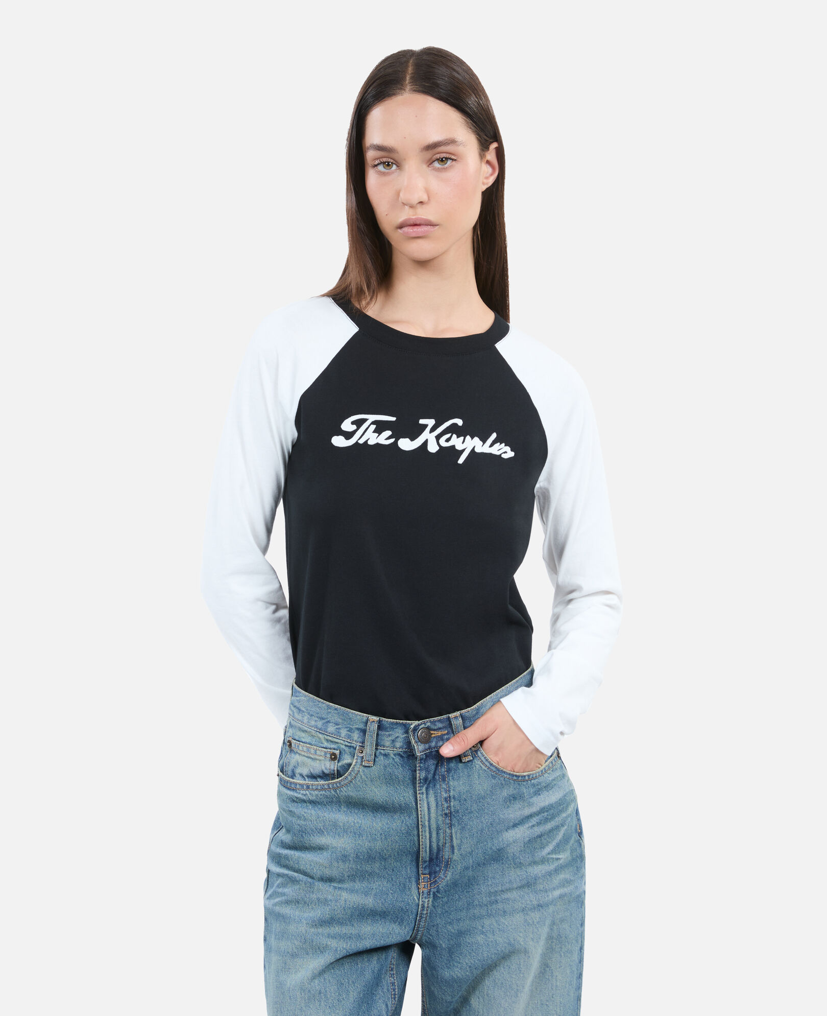 The Kooples FEMME BLACK t-shirt manches longues noir et blanc