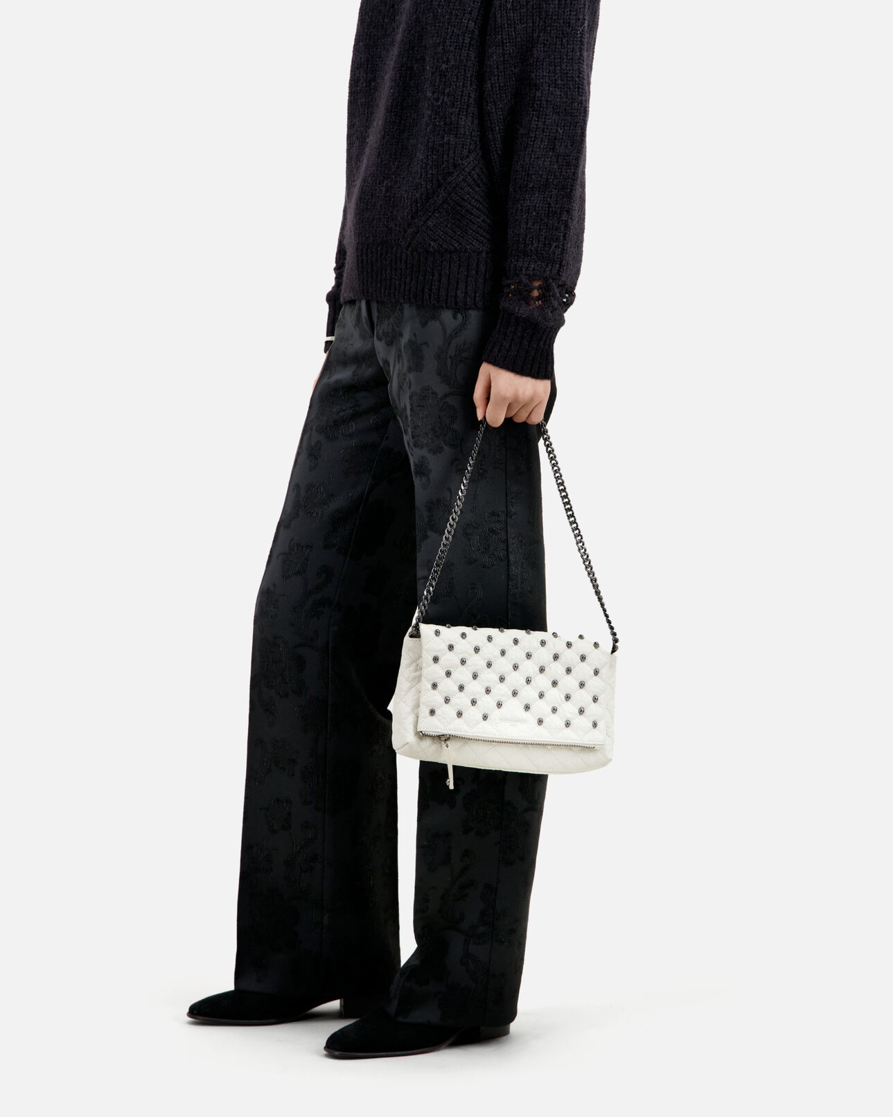 The Kooples FEMME OFF WHITE pochette héritage small en cuir blanc