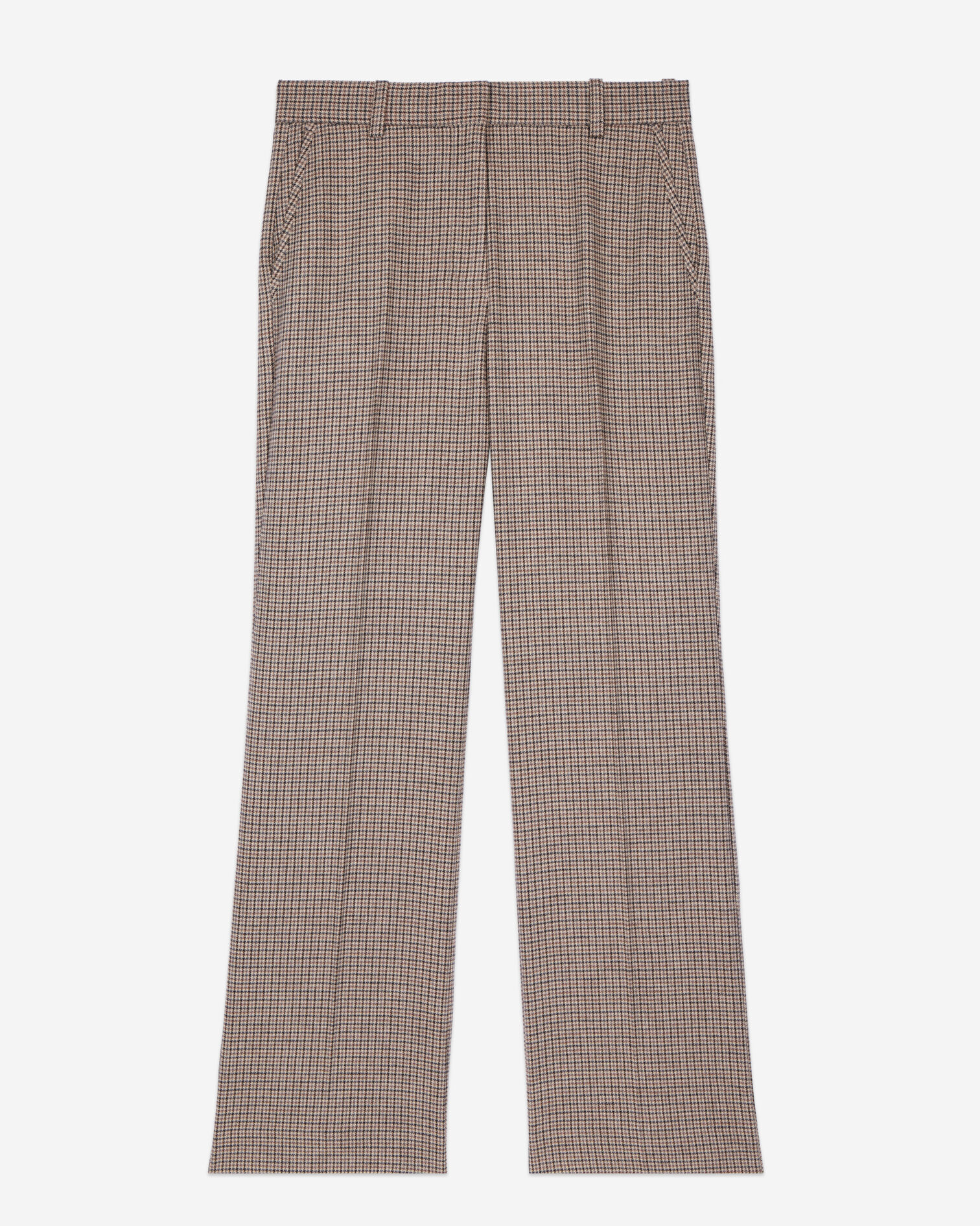 Beige houndstooth straight-leg trousers, BEIGE-BROWN, hi-res image number null