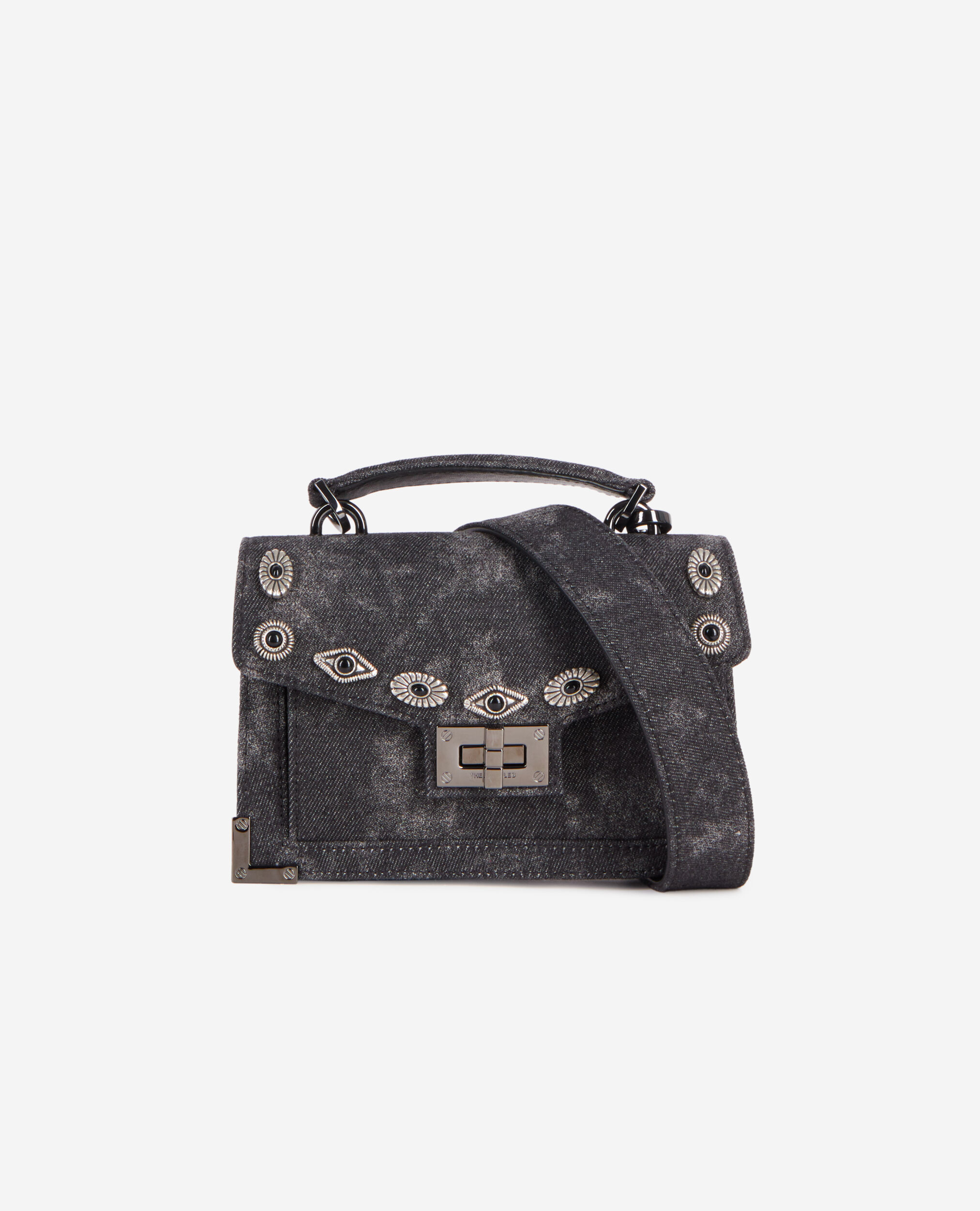 Emily new nano black denim bag with rivets