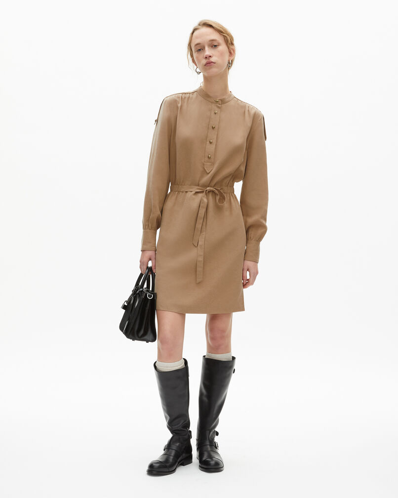 The Kooples WOMEN BROWN short beige dress
