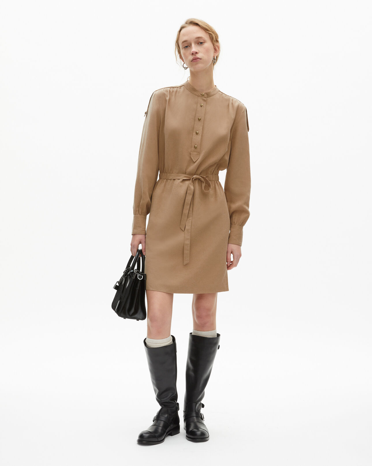 The Kooples MUJER BROWN vestido corto beige