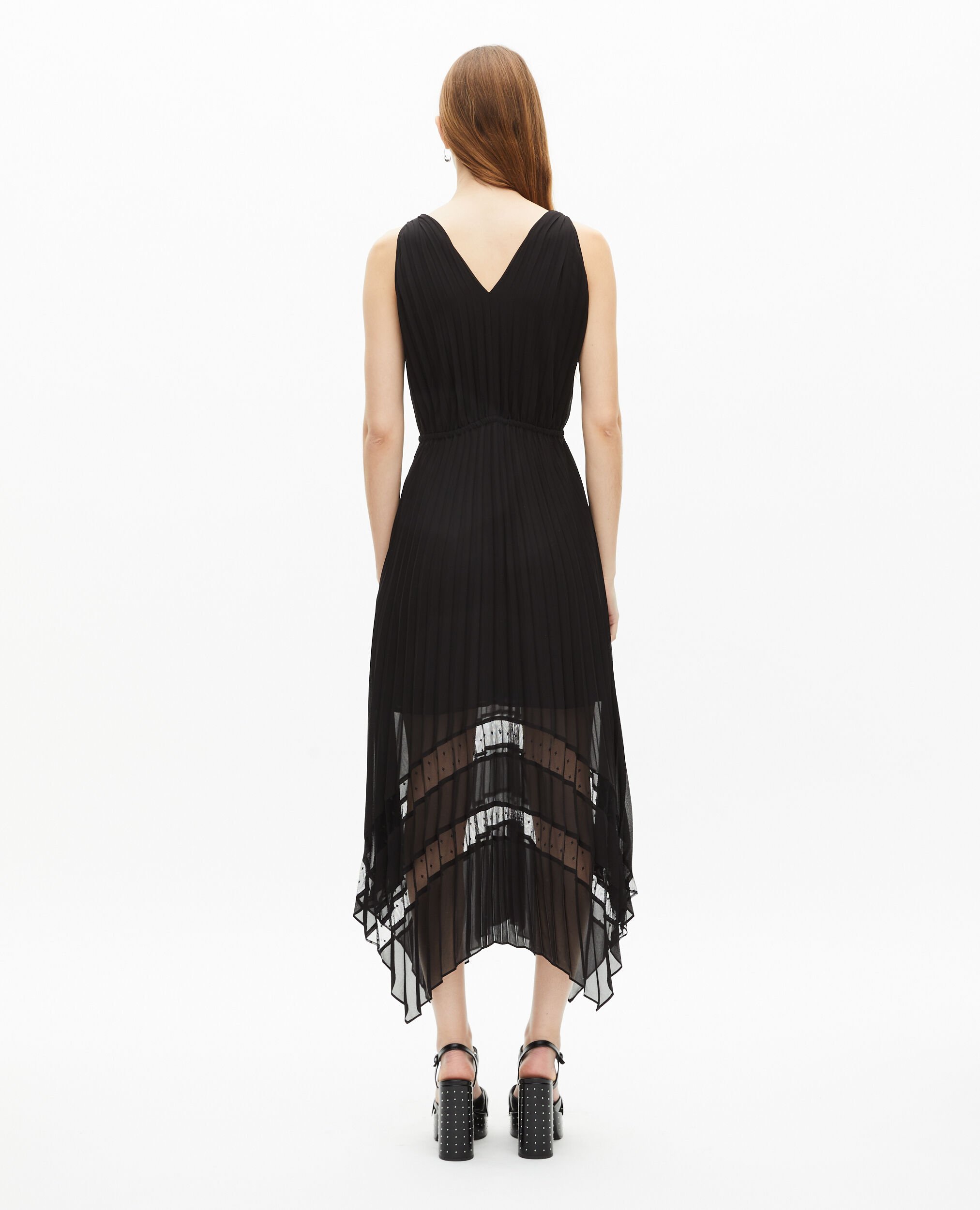 Black pleated long dress, BLACK, hi-res image number null