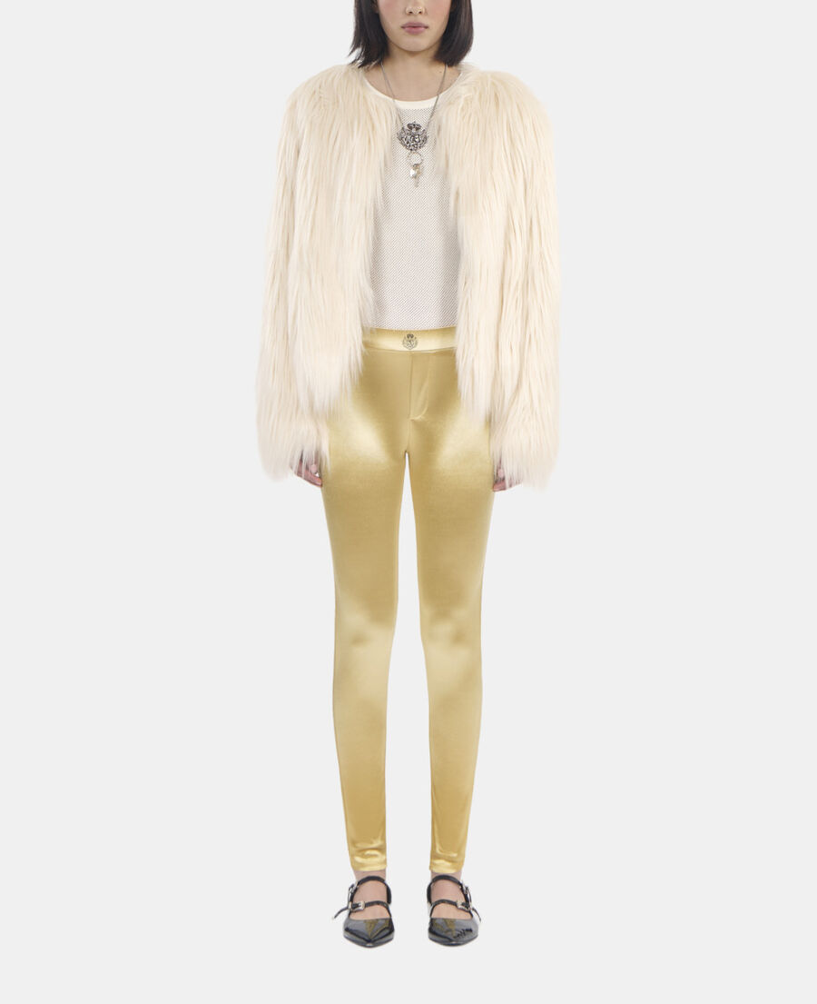 The Kooples DAMEN ANTIC GOLD goldene leggings aus satin