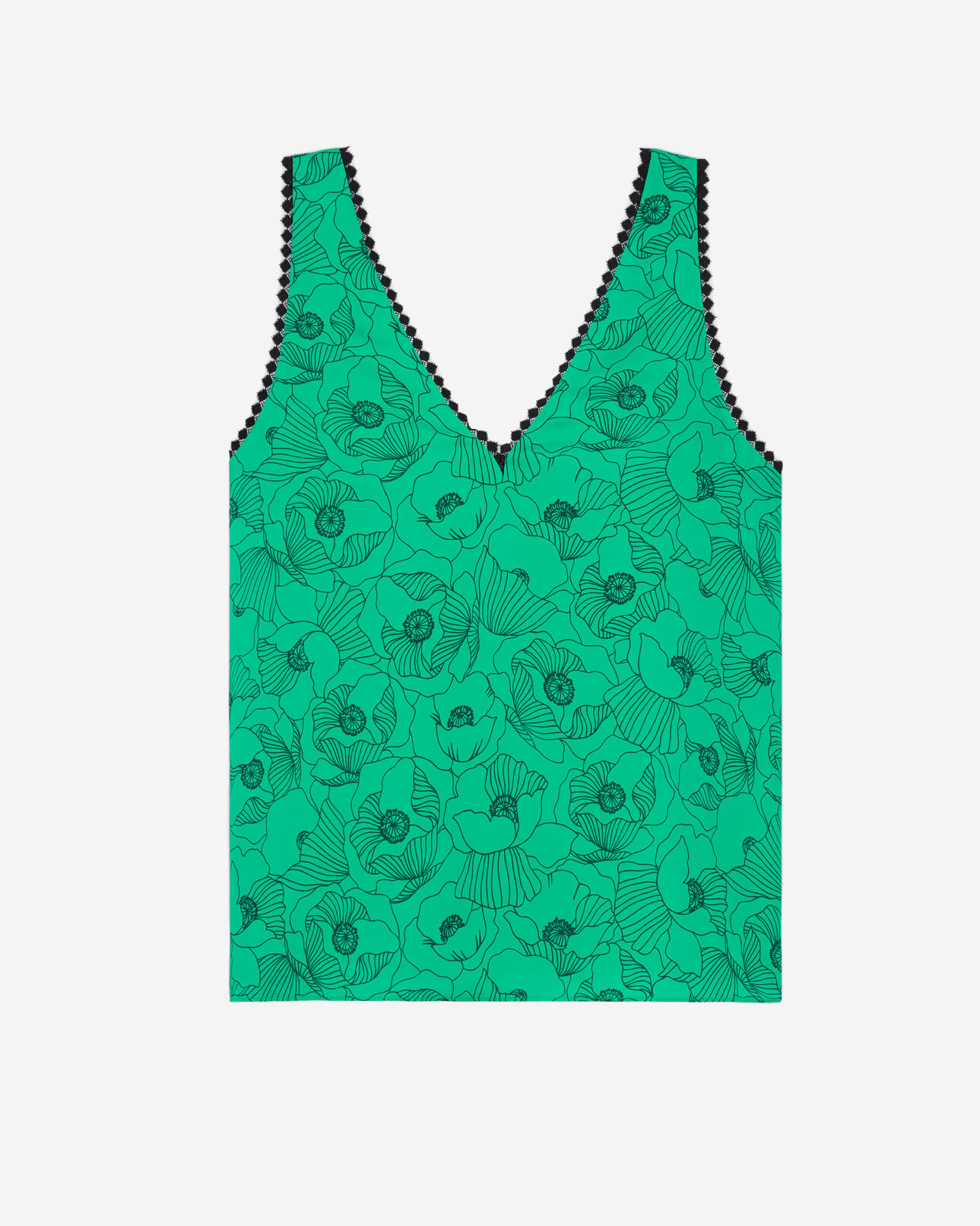 The Kooples FEMME GREEN top imprimé avec détails en dentelle