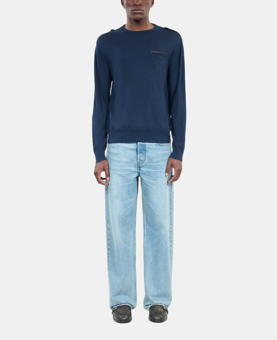 The Kooples H DARK BLUE blue merino wool sweater