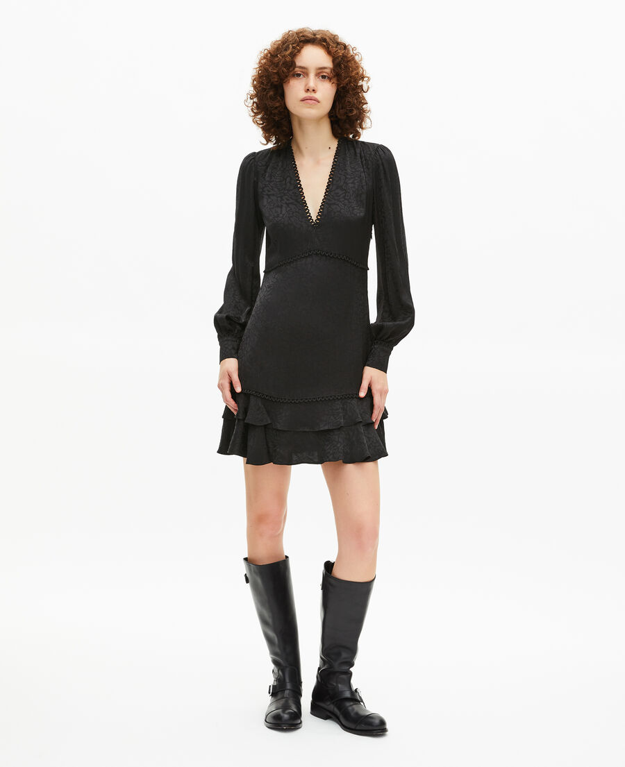 The Kooples WOMEN BLACK short black leopard jacquard dress