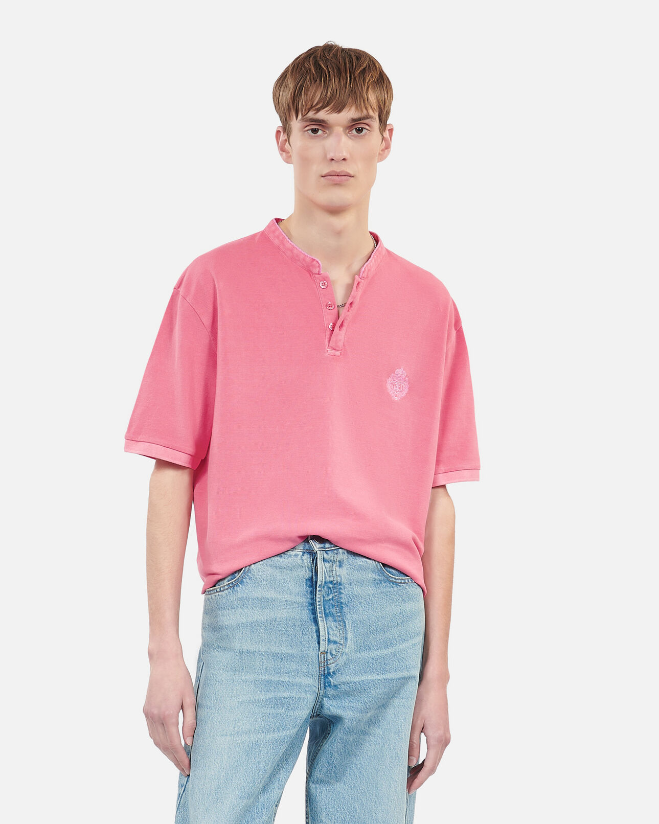 The Kooples MEN SWEET PINK pink piqué cotton polo t-shirt