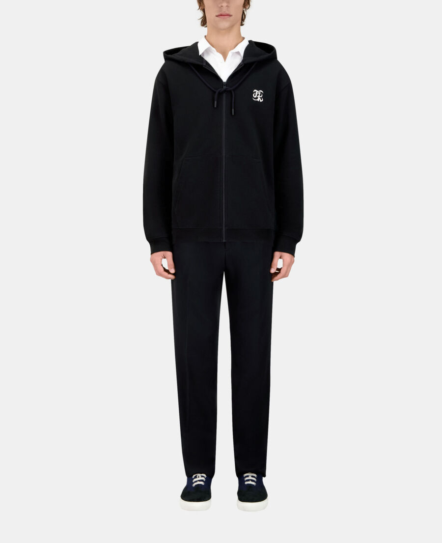 The Kooples HERREN BLACK schwarzes kapuzensweatshirt mit stickerei