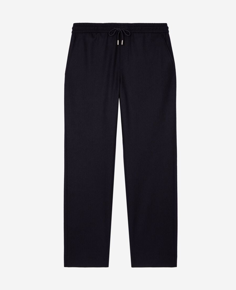 The Kooples HOMME NAVY pantalon large en laine marine