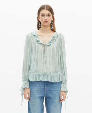 The Kooples F BLUE/GREEN blue blouse with ruffles