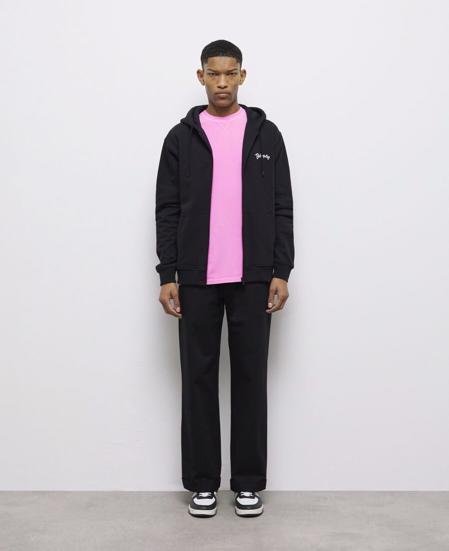 sweatshirt à capuche noir zippé avec broderies