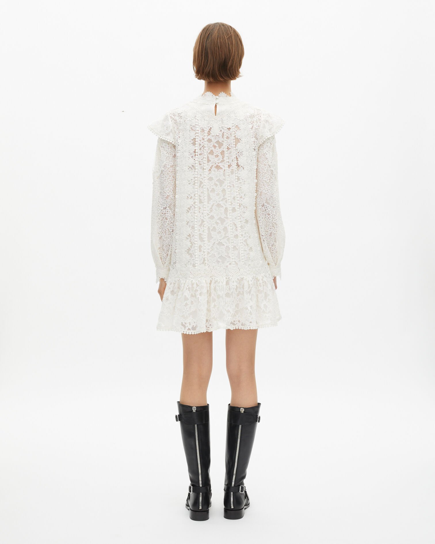 Short dress in ecru lace, ECRU, hi-res image number null