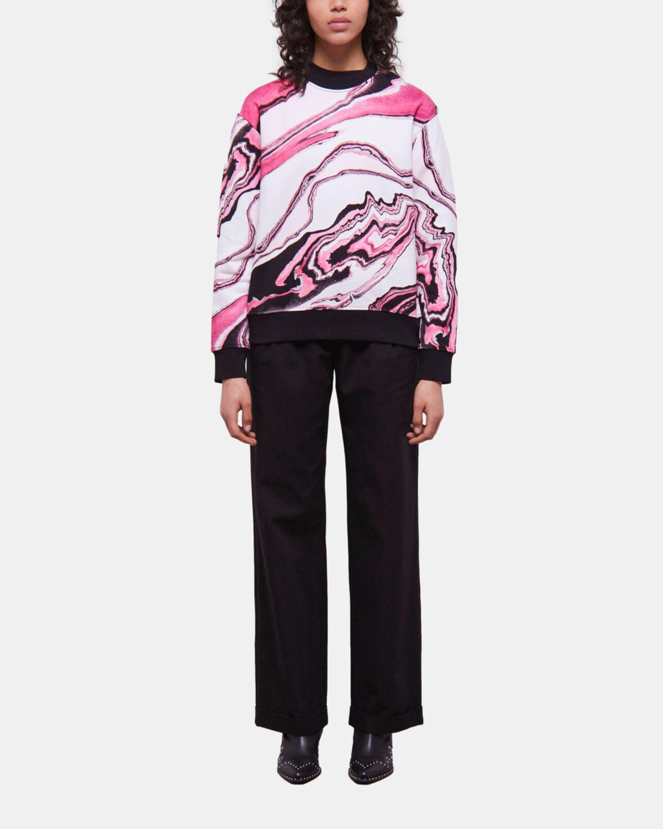 The Kooples WOMEN WHITE PINK printed sweatshirt