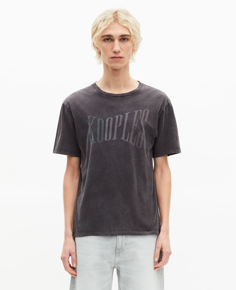 The Kooples MEN BLACK WASHED the kooples black t-shirt with faded screen print