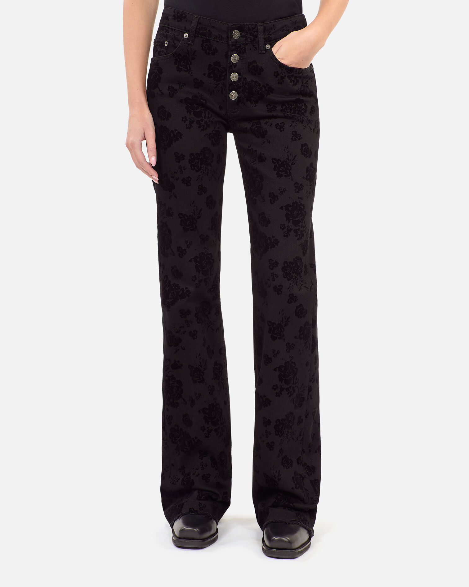 Jean flare noir, BLACK, hi-res image number null