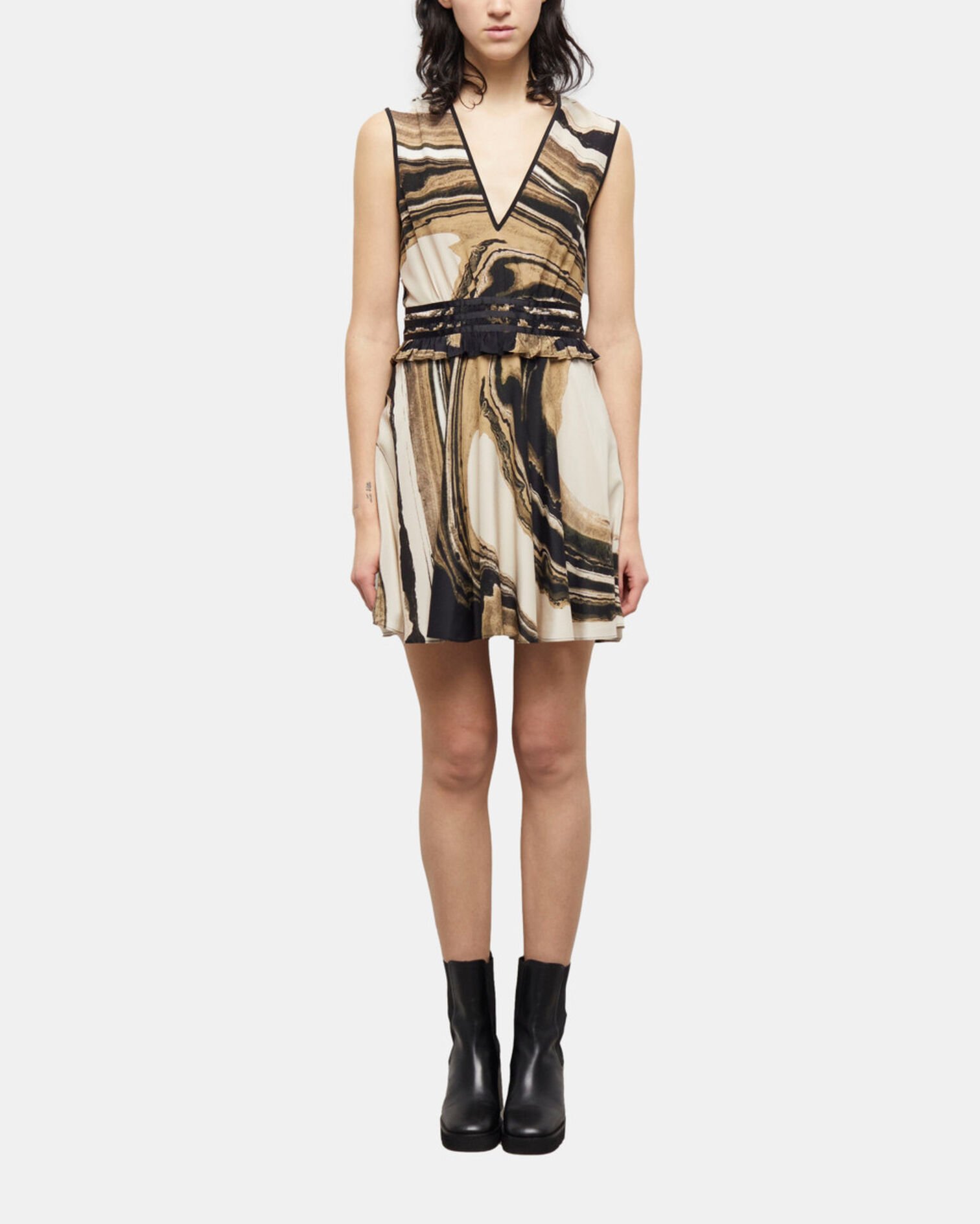 Robe courte imprimée, BEIGE-BROWN, hi-res image number null