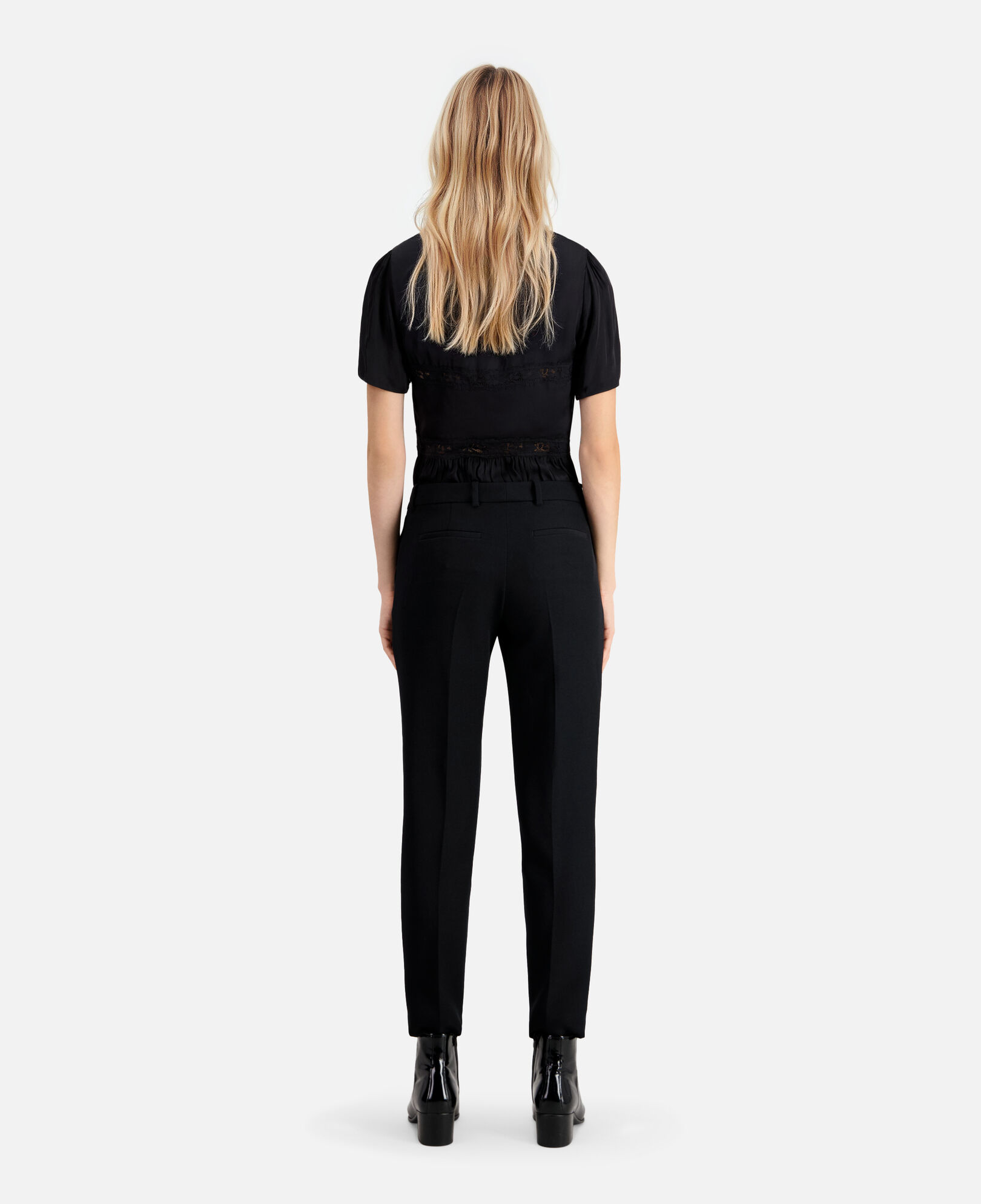 The Kooples WOMEN BLACK straight cut black crepe tailored pants