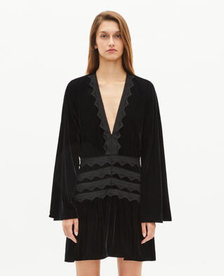 The Kooples FEMME BLACK robe courte en velours noire