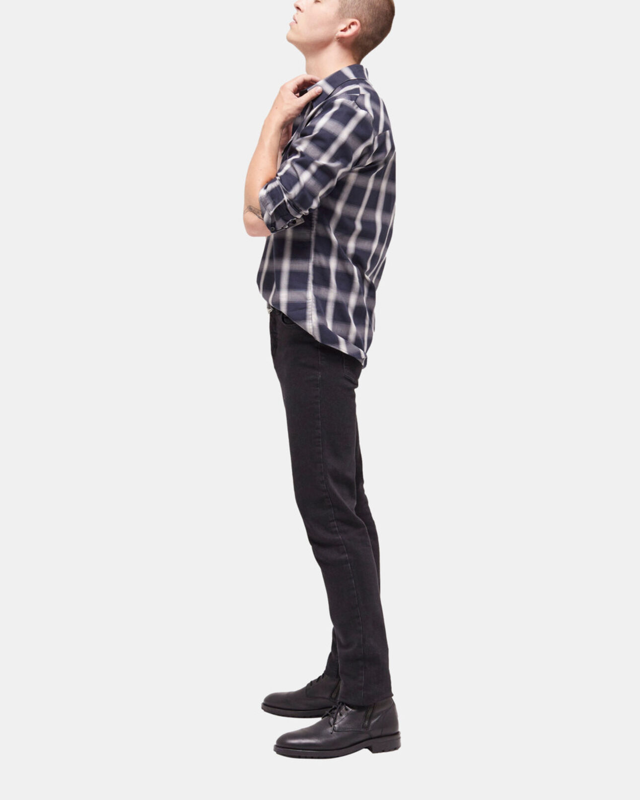 The Kooples HOMME NAVY ECRU chemise à carreaux et poches