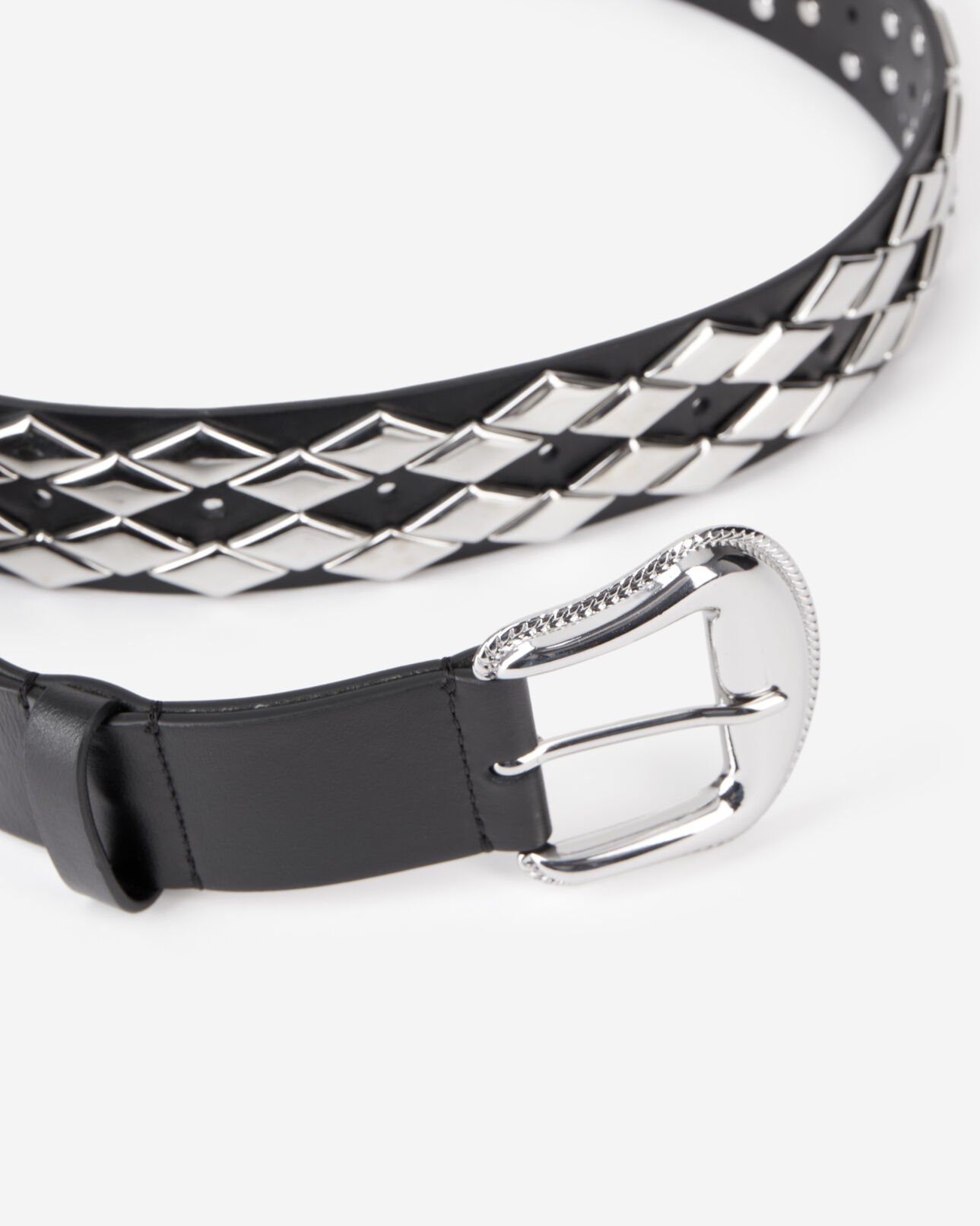 The Kooples FEMME BLACK ceinture en cuir noir avec clous