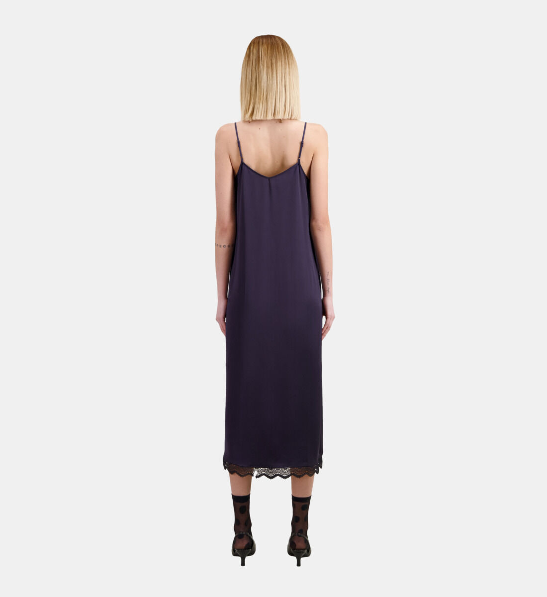 Long navy blue slip dress