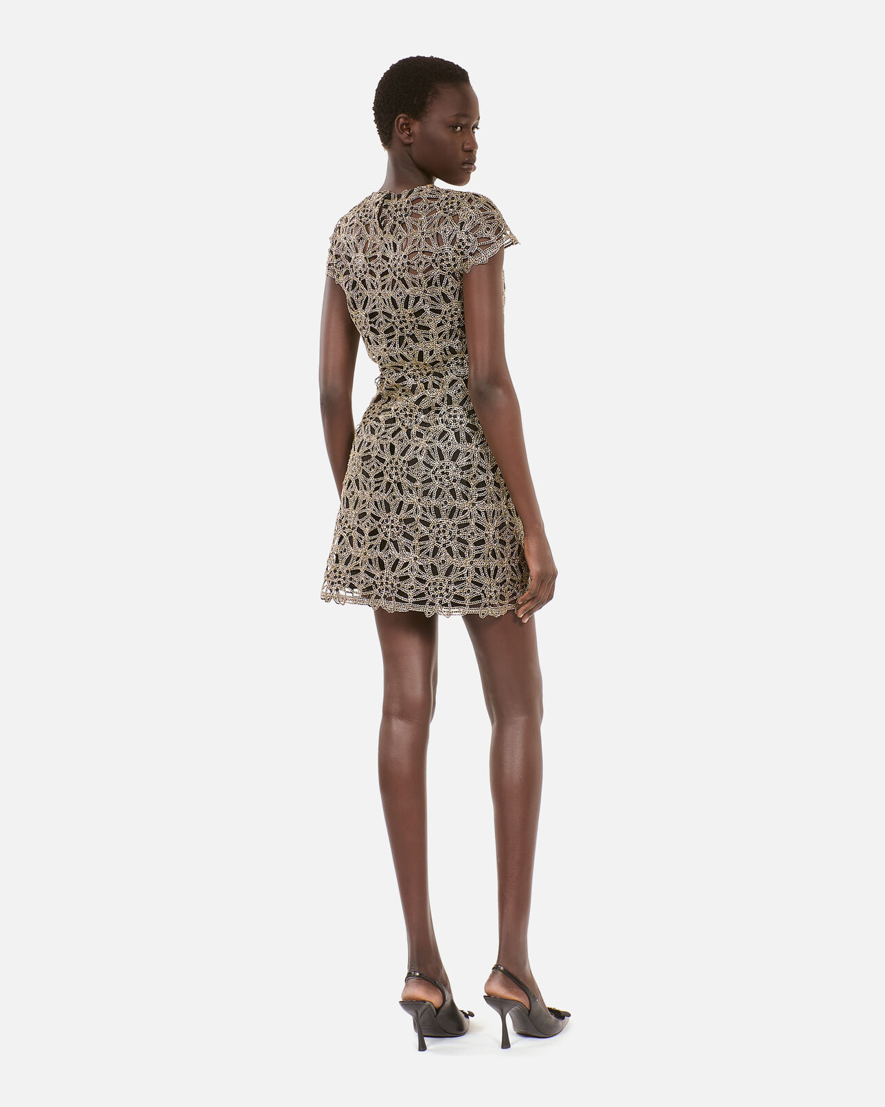 The Kooples DAMEN ANTIC GOLD goldenes, kurzes kleid aus guipure