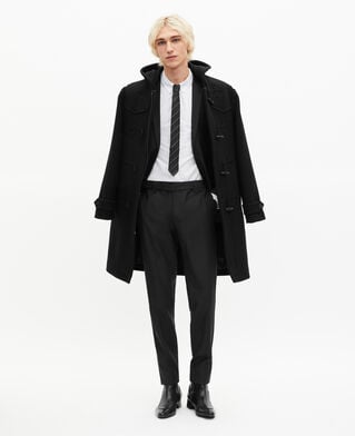 The Kooples HOMME BLACK pantalon de costume en laine à ceinture intégrée noir coupe ajustée