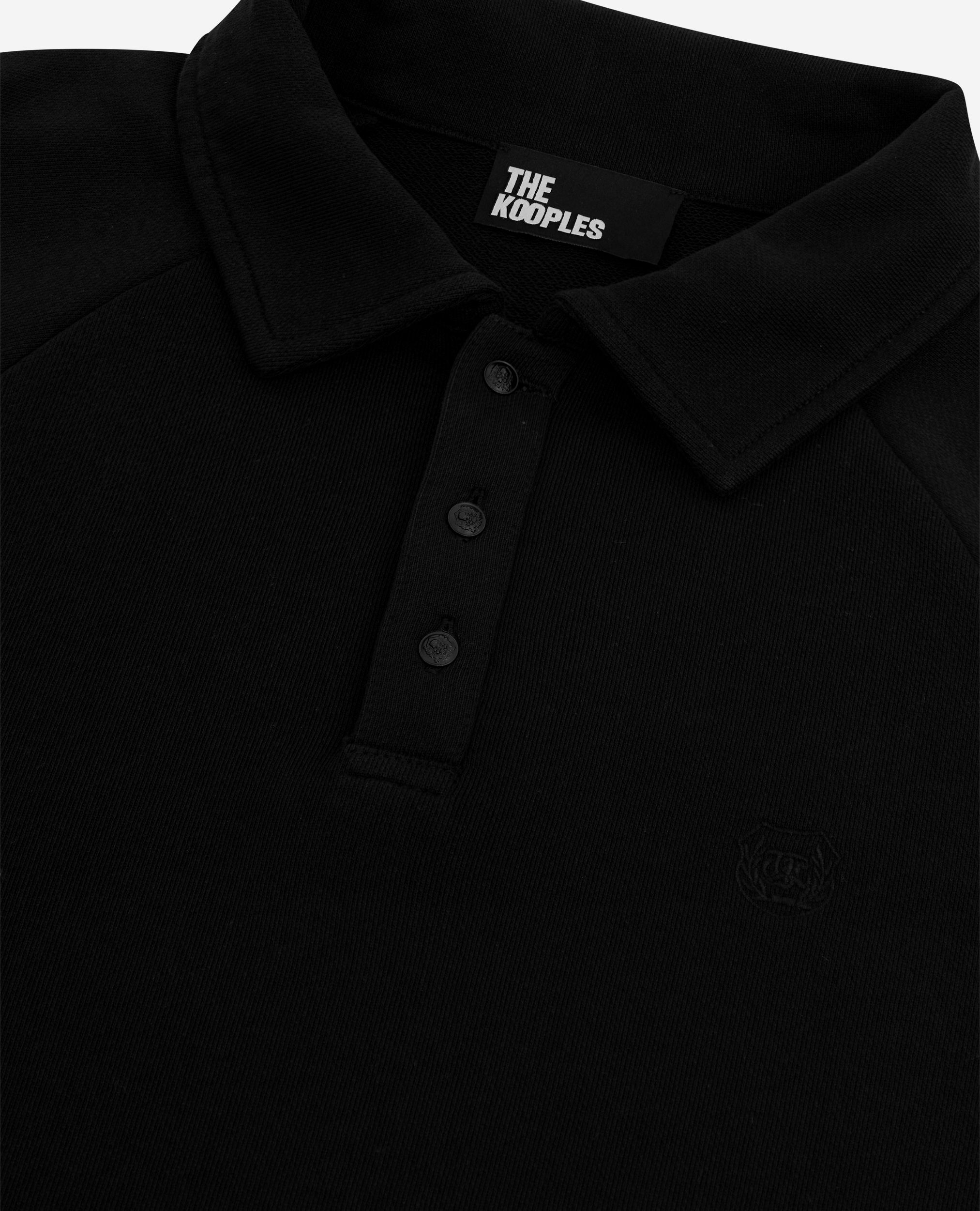 Sweatshirt col polo noir, BLACK WASHED, hi-res image number null