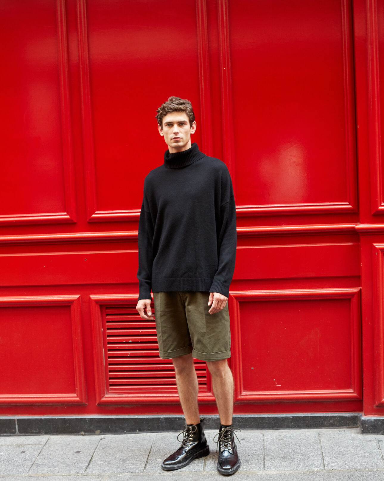 The Kooples MEN BLACK black wool and cashmere turtleneck sweater