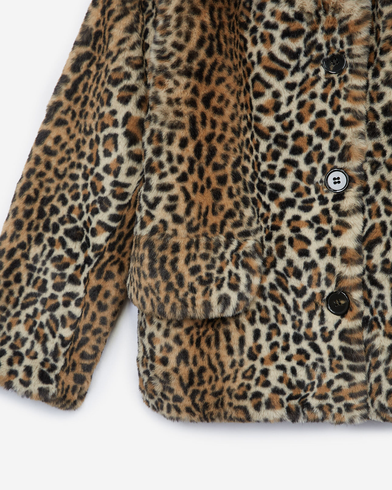 The Kooples WOMEN LEOPARD leopard faux fur coat with xxl collar