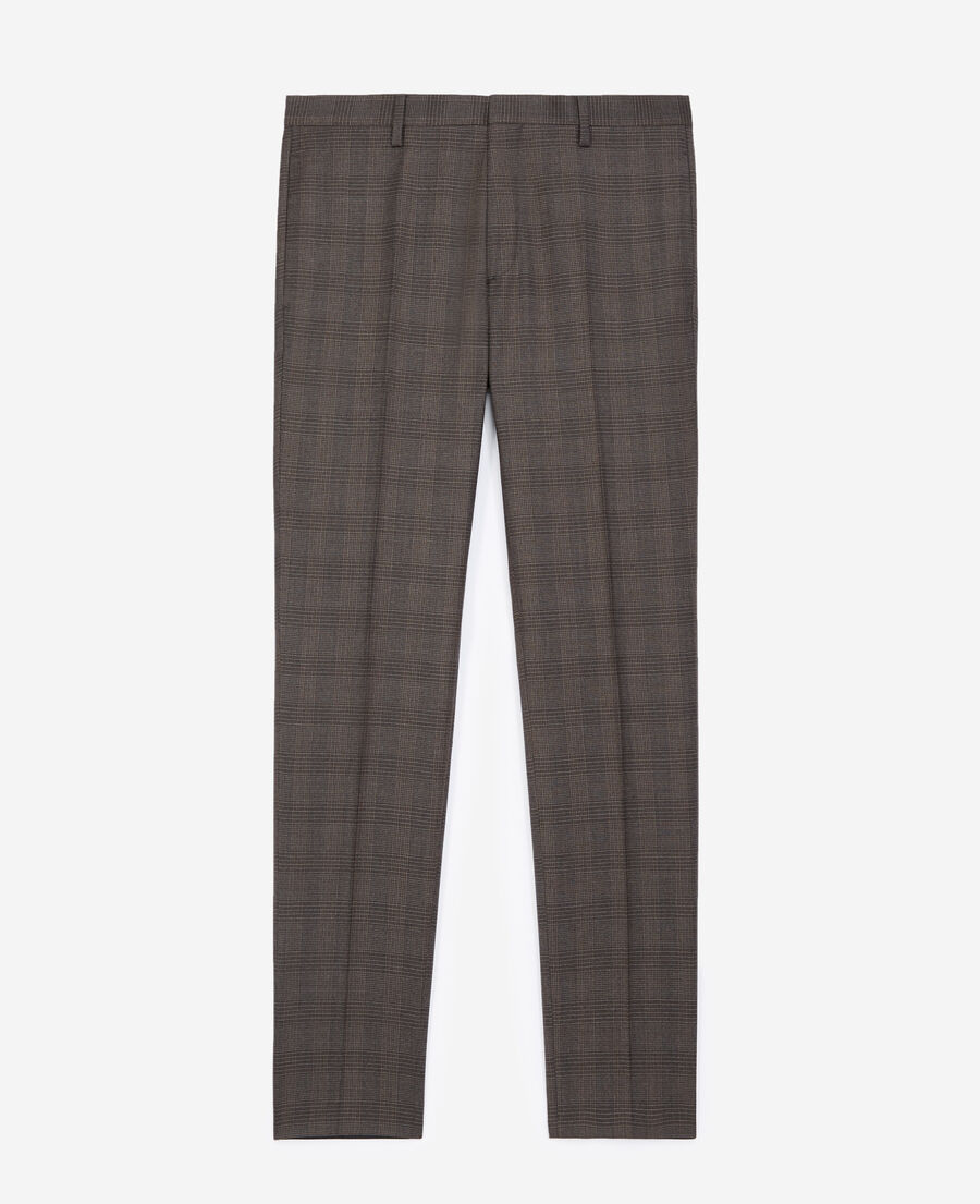 grey wool check suit trousers