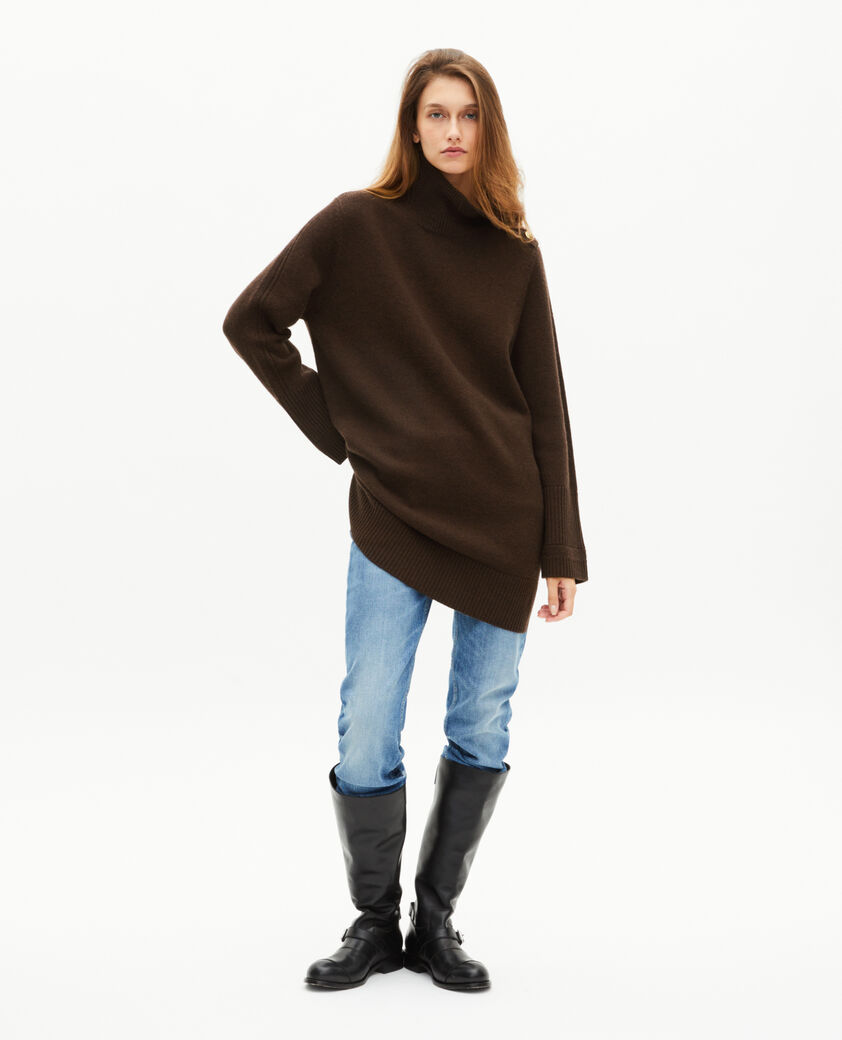 The Kooples WOMEN BROWN short dress in brown wool