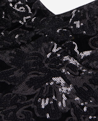 The Kooples FEMME BLACK top court en velours avec sequins noir