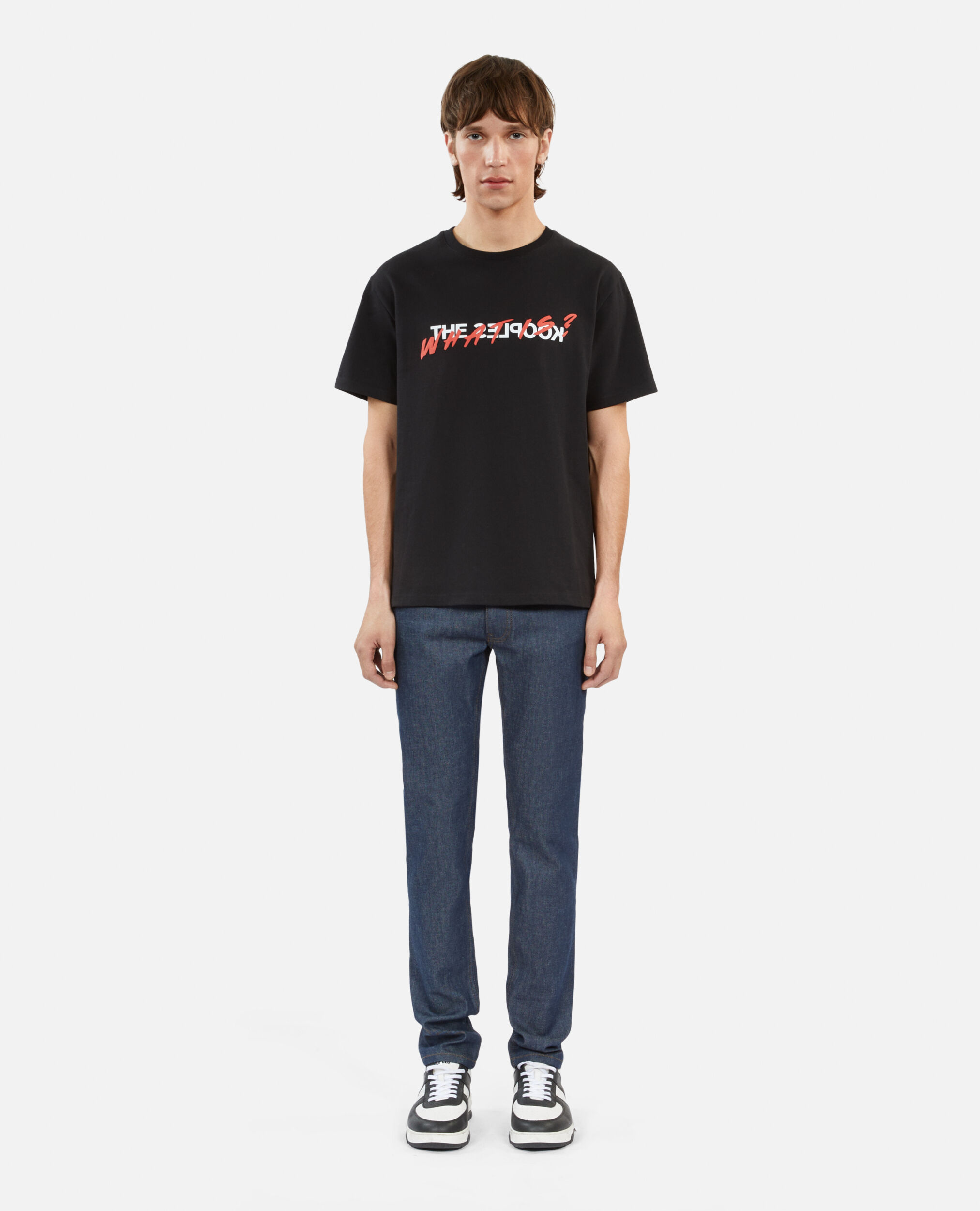 Baumwoll-T-Shirt schwarz mit What is-Print, BLACK, hi-res image number null