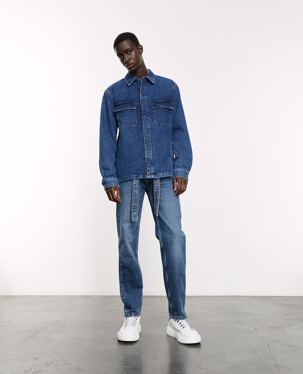 Quilted denim shirt store