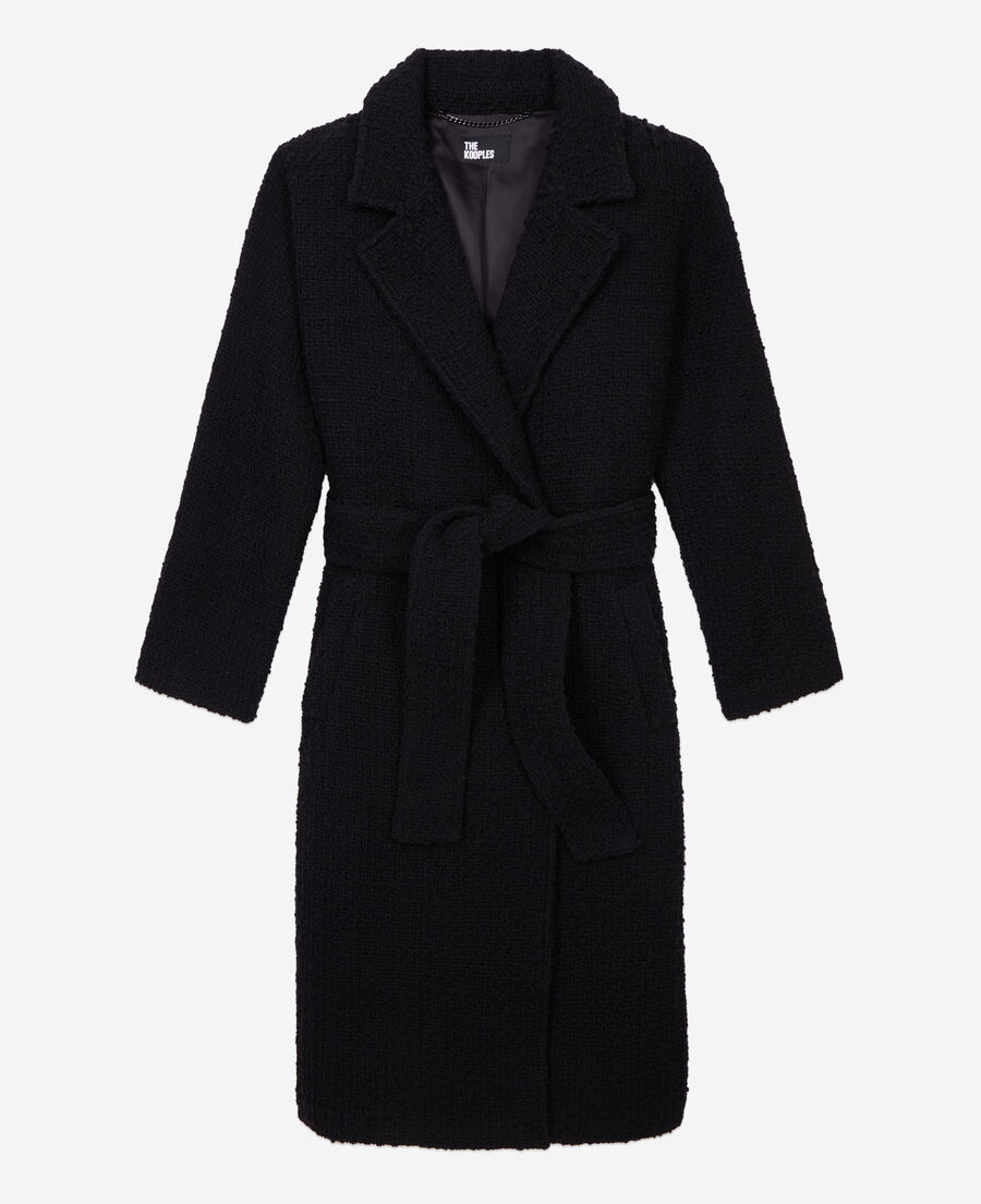 Long black tweed coat