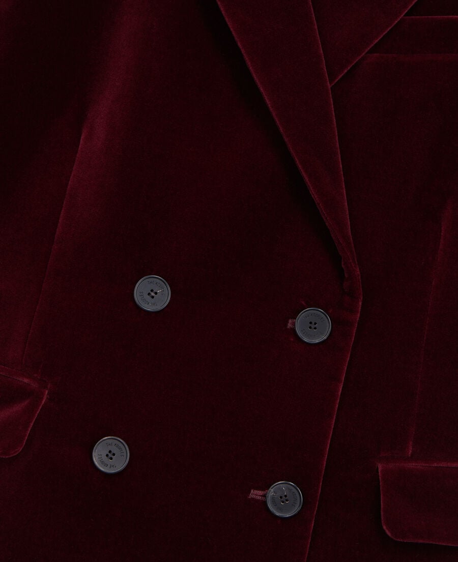 The Kooples FEMME BURGUNDY veste tailleur bordeaux courte en velours