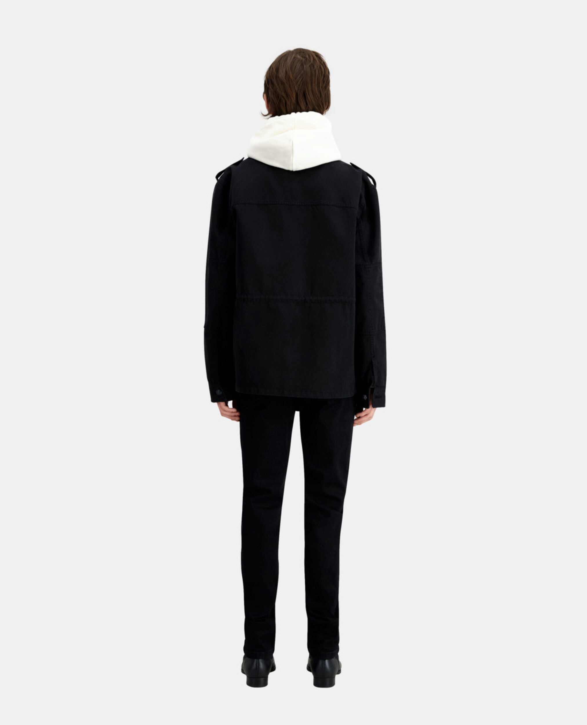 Black denim worker jacket, BLACK, hi-res image number null