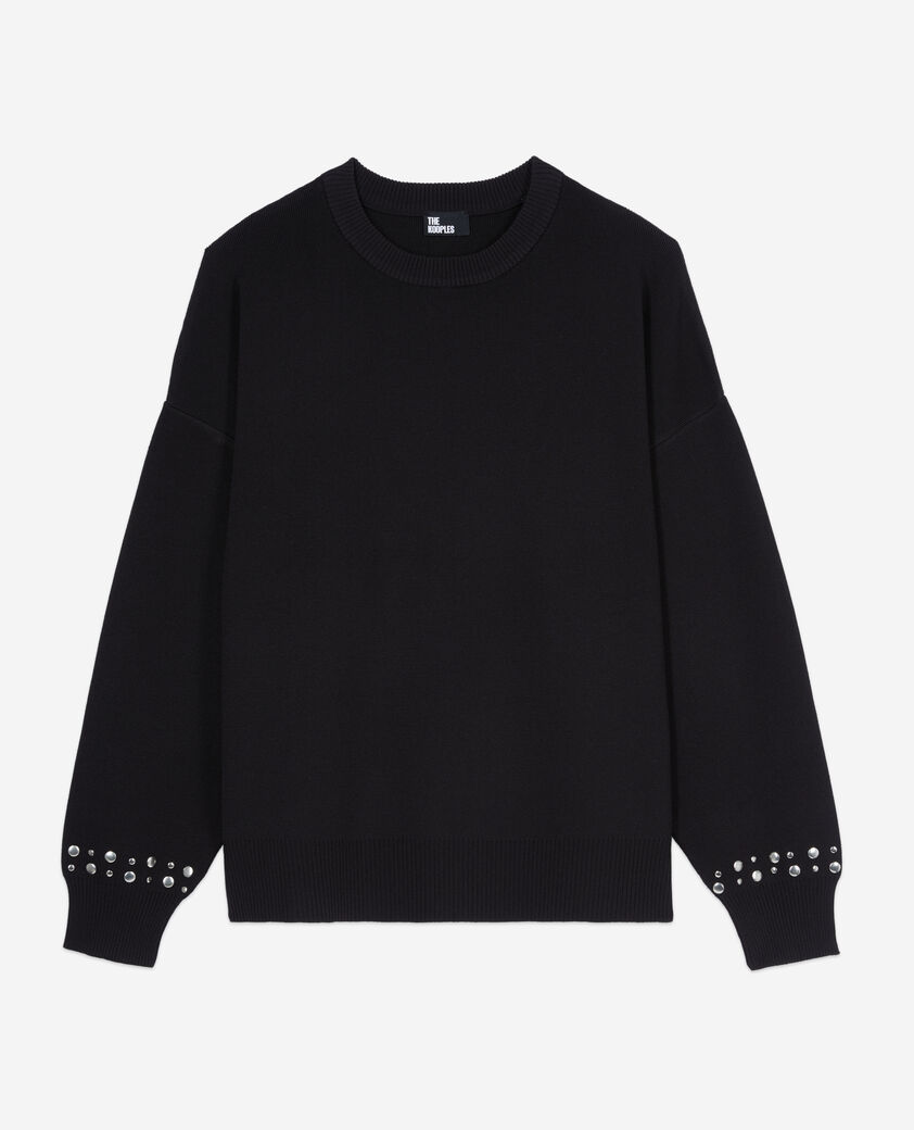 The Kooples DAMEN BLACK schwarzes sweatshirt mit nieten