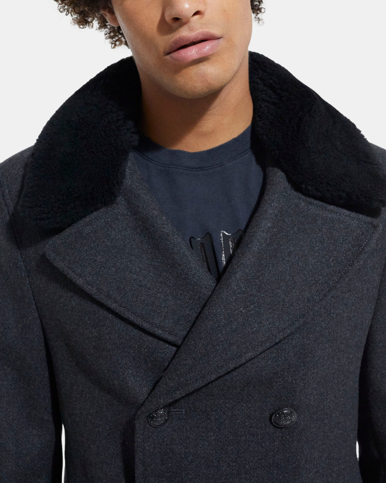 The Kooples HERREN DARK GREY grauer wollmantel