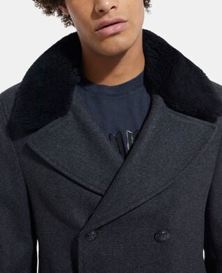 The Kooples HERREN DARK GREY grauer wollmantel