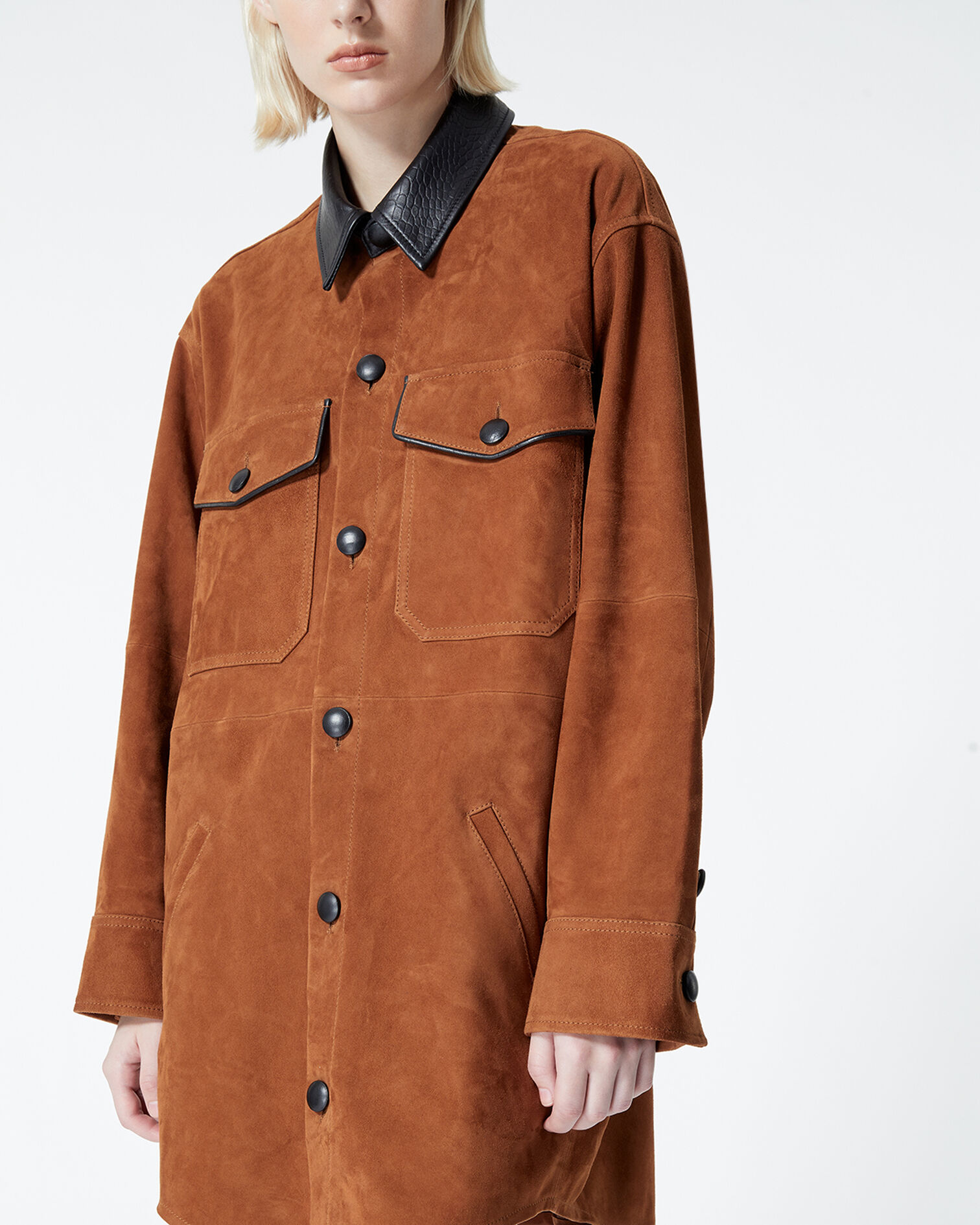 Brown suede shirt, CAMEL, hi-res image number null