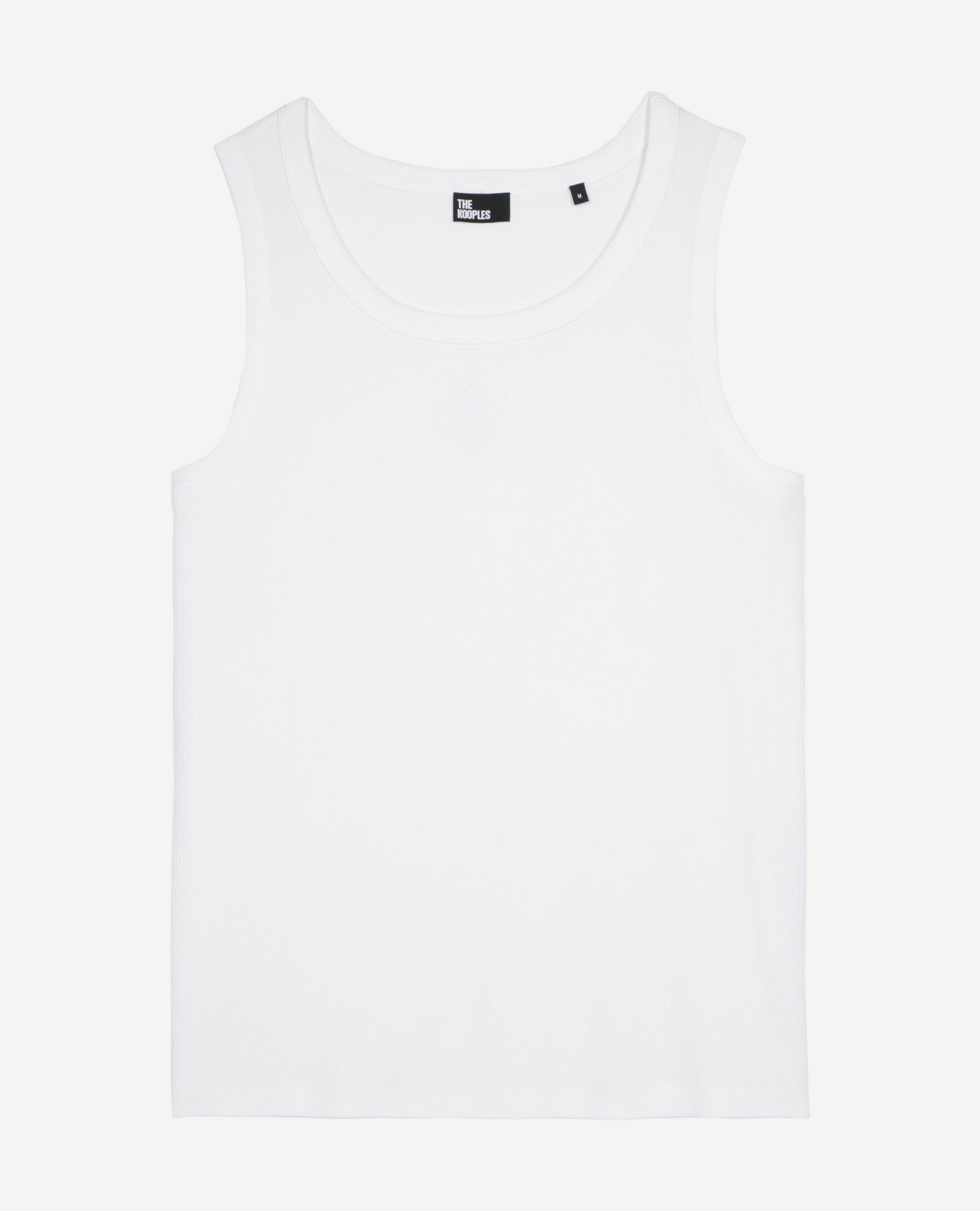 White tank top with crest embroidery, WHITE, hi-res image number null
